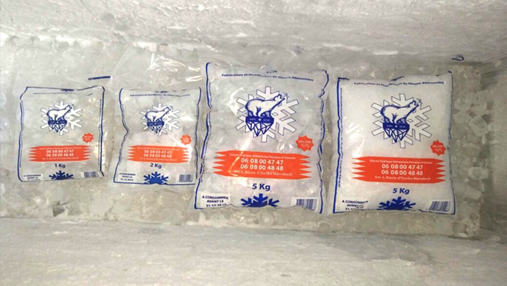 Glaçons cubiques en sachet — Mr ICE Marrakech